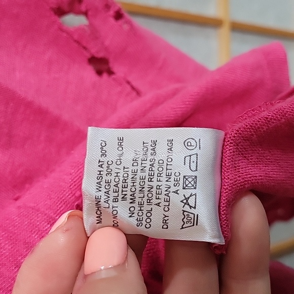 IRO pink 100% linen t-shirt with styled holes - Picture 6 of 10